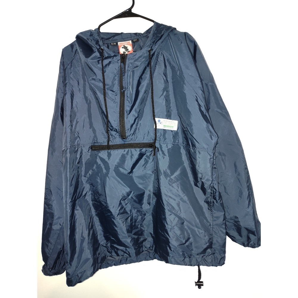 Vintage‎ Mickey Inc Disney World Navy Blue Nylon Anorak Windbreaker Jacket XL/XG